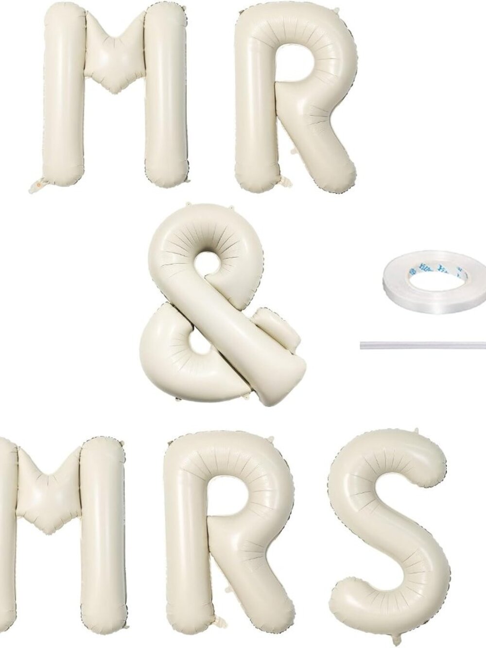40 Inch Beige MR & MRS Balloons for Wedding Decor, Large Cream Mr and Mrs Foil B